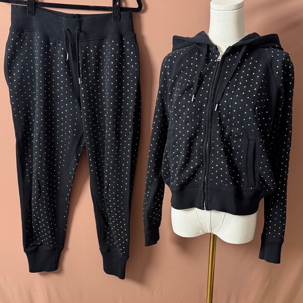 Ralph Lauren Black Jogger Set with rhinestones